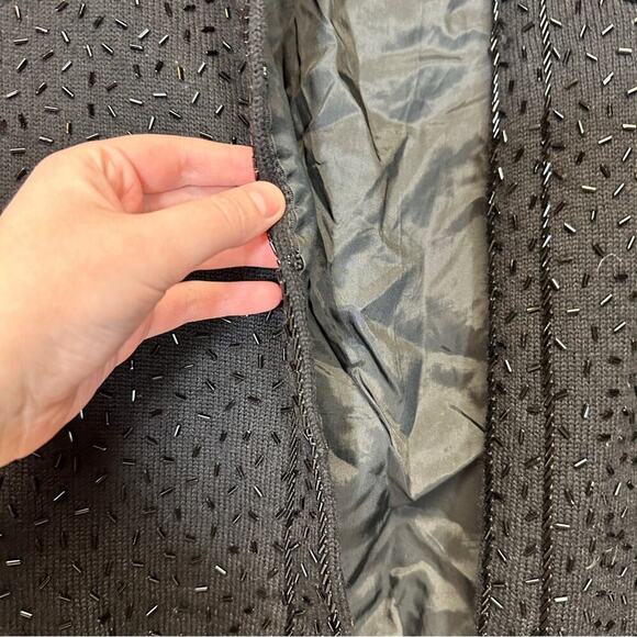 Vintage Marshall Field & Company 100%‎ Wool Black Beaded Blazer Jacket Size 38 - Picture 4 of 10